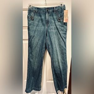Vintage Lauren Ralph Lauren Women Jeans, Blue Denim w/ wide legs, NWT, size 2p